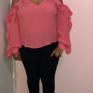 Coral Rose Long Ruffled Sleeve Blouse by Leith